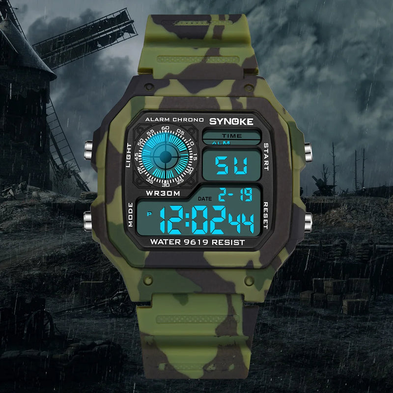 Relógio SYNOKE Militar Digital Watch Para Homens À Prova D'Água