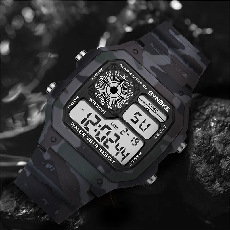 Relógio SYNOKE Militar Digital Watch Para Homens À Prova D'Água