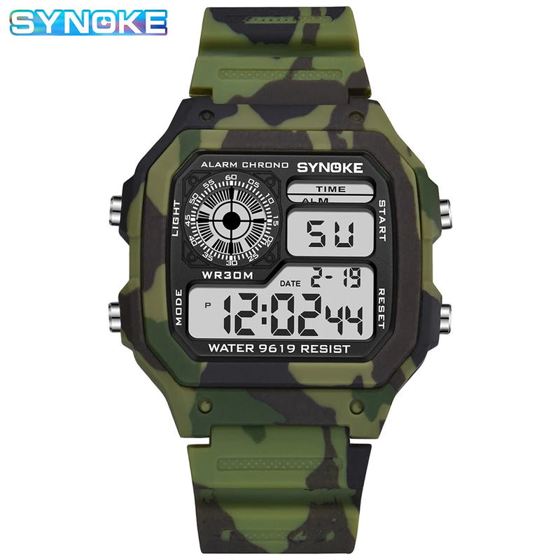 Relógio SYNOKE Militar Digital Watch Para Homens À Prova D'Água