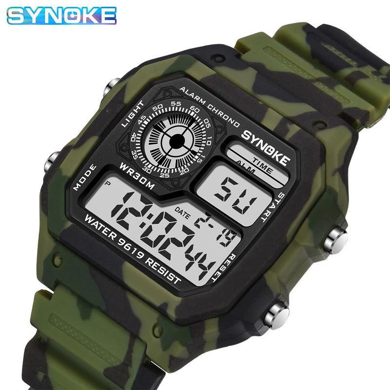 Relógio SYNOKE Militar Digital Watch Para Homens À Prova D'Água