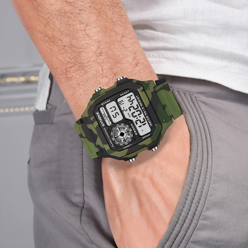 Relógio SYNOKE Militar Digital Watch Para Homens À Prova D'Água