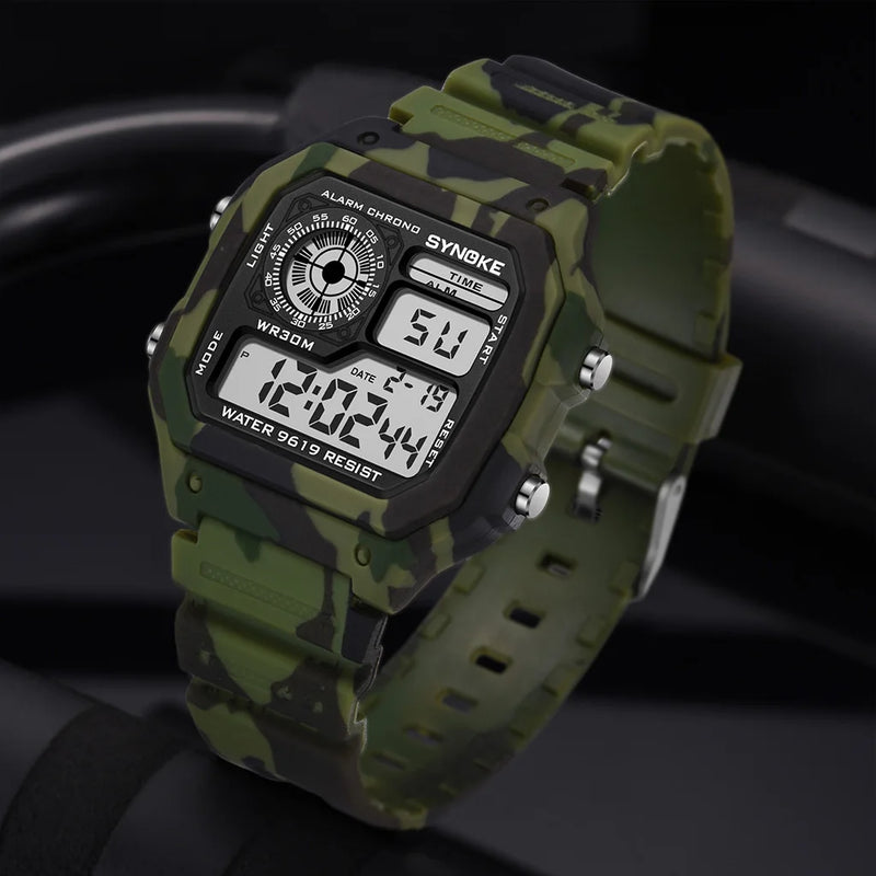 Relógio SYNOKE Militar Digital Watch Para Homens À Prova D'Água